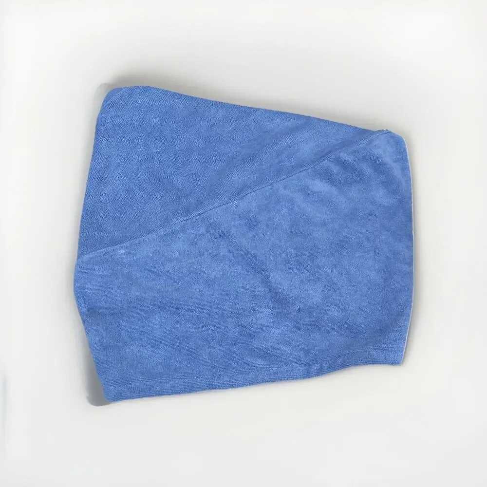 Sleeke Microfiber Hair Drying Towel Wrap Blue Quick Dry Button Cap Soft